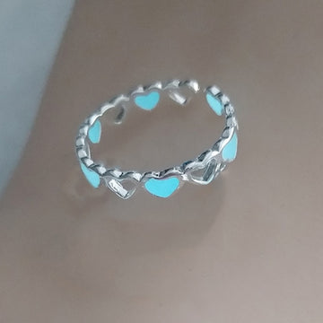 Adjustable Hollow Heart Luminous Ring Glow In Dark Silver Color Rings for Women Friends Gift Vintage Fashion Jewelry Ring daiiibabyyy